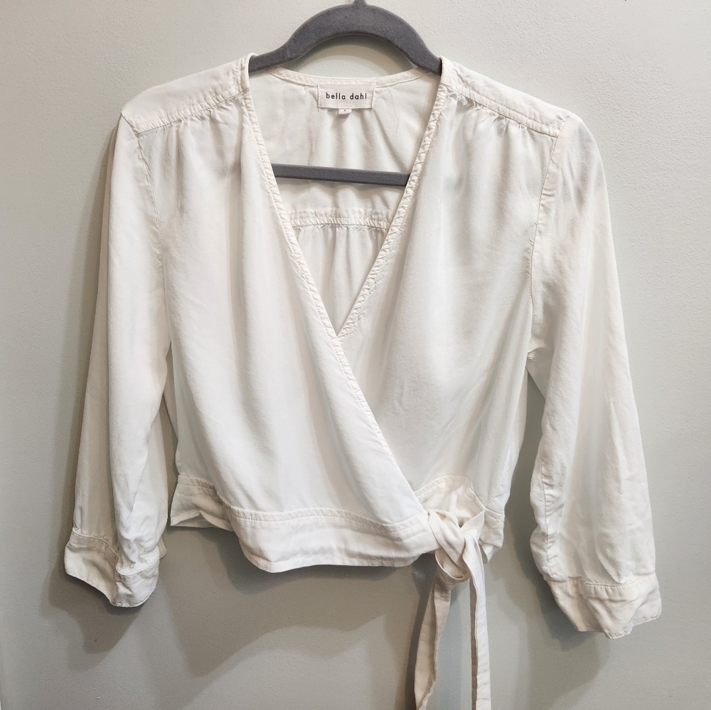 Bella Dahl White Wrap Cropped Top Size Small